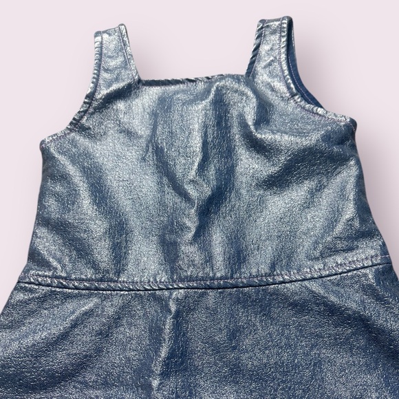 Vintage Toddler Girl Sparkle Brand Half Zip Faux Leather Metallic Tank Size 4 - Picture 9 of 13